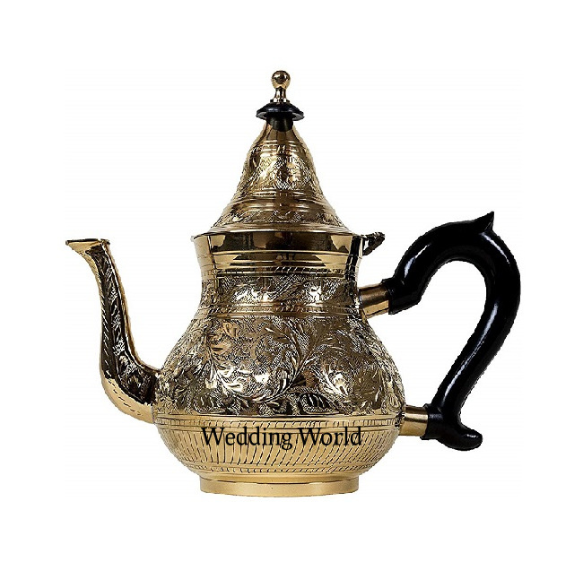 Handmade Brass Moroccan Teapot With Gold Finishing  Modern Style Indian  Brass Coffee & Tea Pot Manufacturer From India