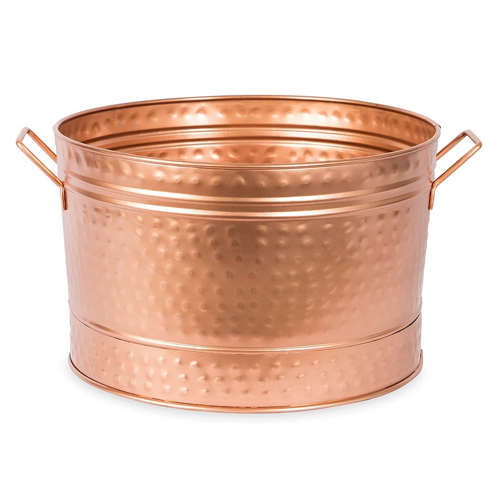 Huge Copper finished planter and flower bucket galvanized metal garden planter with handles