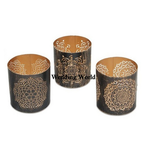 Set of Three metal Tealight Holder Premium Quality handmade Candle Holder Round Shape Tabletop Luxury Metal Votive Holder