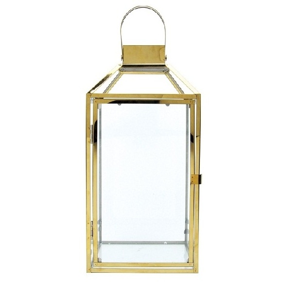 Shiny Gold Plated Metal Lantern Set Of Three Square Shape Lantern Hot Sale Decorative Wholesale Fancy Candle Lantern