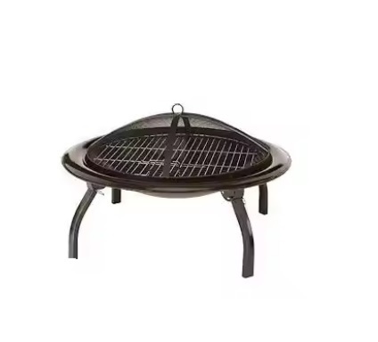 Trending Metal Solid Round Fire Pit Large Outdoor Heavy Round Wood Burning Firepit with Fire Poker Stick