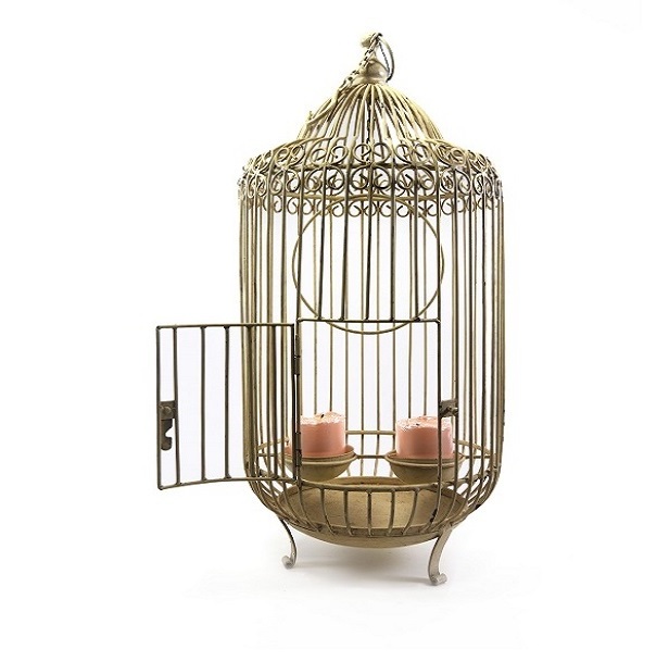 Solid Gold Metal Small Bird Cage Economy and Lightweight Small Birds Carrier Cages for Parakeets Lovebirds Gold Metal