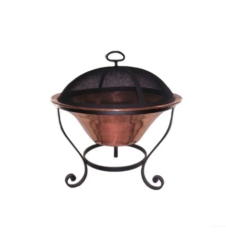 Modern Metal Square Portable mini Fire Pit With Mesh Cover Outdoor Firepit Solid Round Hammered Design Fire Pit Large Outdoor