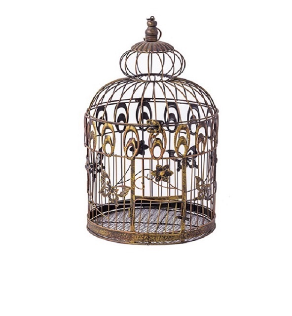 Solid Gold Metal Small Bird Cage Economy and Lightweight Small Birds Carrier Cages for Parakeets Lovebirds Gold Metal