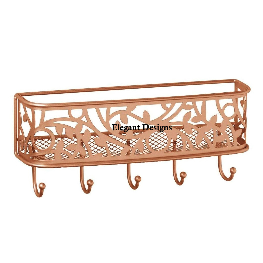 Copper Finished Wall Basket Rectangular Shape Luxury Basket Premium Quality Decorative Kitchen Ware Best Wall Mounted Basket