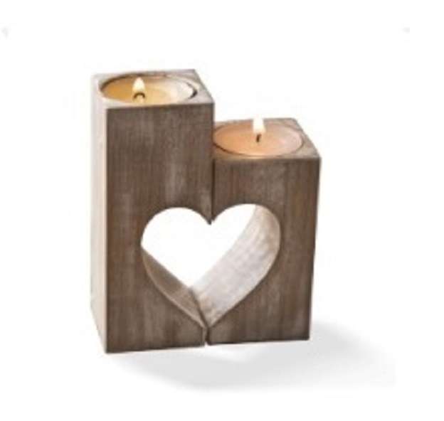 Heart Shape Wooden Candle Holder Premium Quality Handmade Classic Stylish Decorative Centerpiece Table Top Wooden Candle Holder