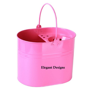 Classic Stylish Mop Bucket Elegant Designer Handmade Cleaning Bucket New Arrival Pink Color Household Galvanized Mop Bucket