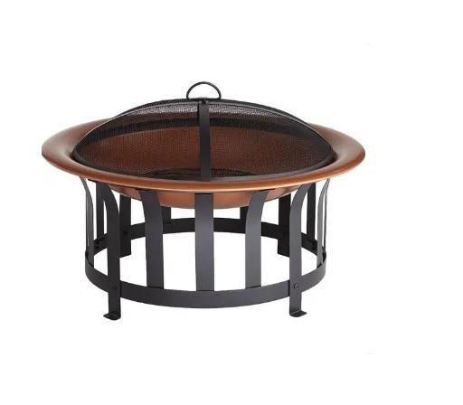 Modern Metal Square Portable mini Fire Pit With Mesh Cover Outdoor Firepit Solid Round Hammered Design Fire Pit Large Outdoor