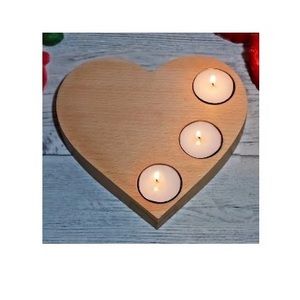 Heart Shape Wooden Candle Holder Premium Quality Handmade Classic Stylish Decorative Centerpiece Table Top Wooden Candle Holder