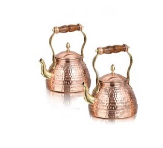 Copper Color Metal Set Of Two Stylish Teapot Indian Inexpensive Design Handmade Classic Modern Set Of Copper Color Teapot