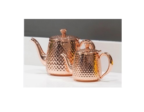 Copper Color Metal Set Of Two Stylish Teapot Indian Inexpensive Design Handmade Classic Modern Set Of Copper Color Teapot