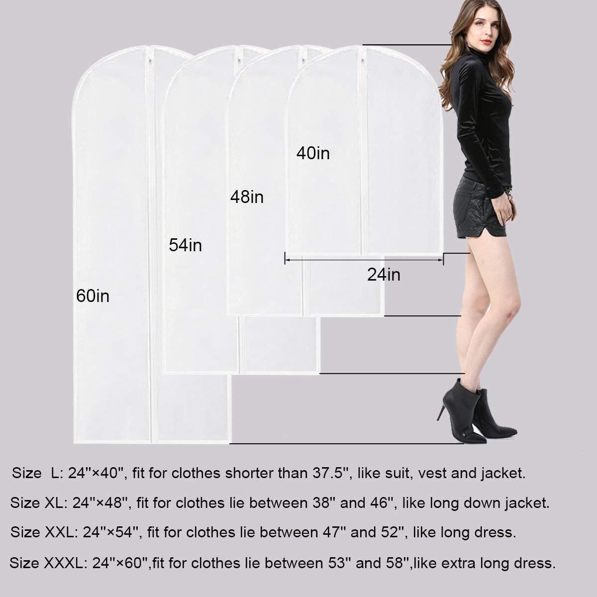 Custom Logo Garment Bags for Long Dresses Clear Hanging Breathable Dust Proof Covers with Zipper for Clothes Storage Closet