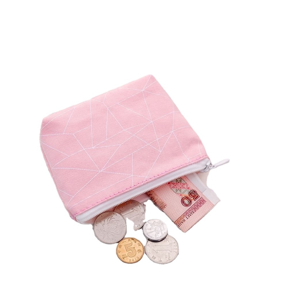 Custom Canvas Fabric Small Coin Purse For Women Cute Printed Mini Change Wallet Key Money Bag Wholesale