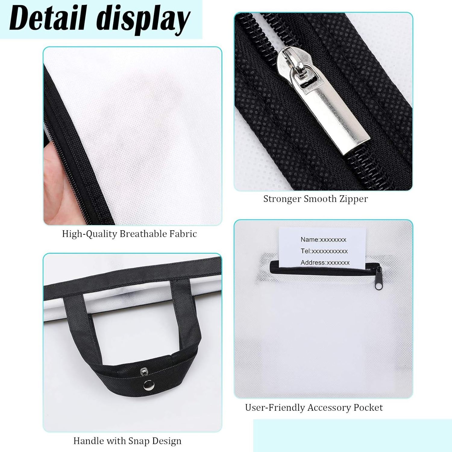 Custom Logo Wedding Dress Garment Bags Protector Folding Non-woven Clothes Cover Bag Breathable Protector Bags for Long Dress