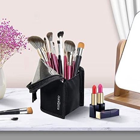 Makeup Brush Organizer Bag Travel Cosmetic Holder Bag Waterproof Dust-free Pencil Cup Holder Case with Zipper