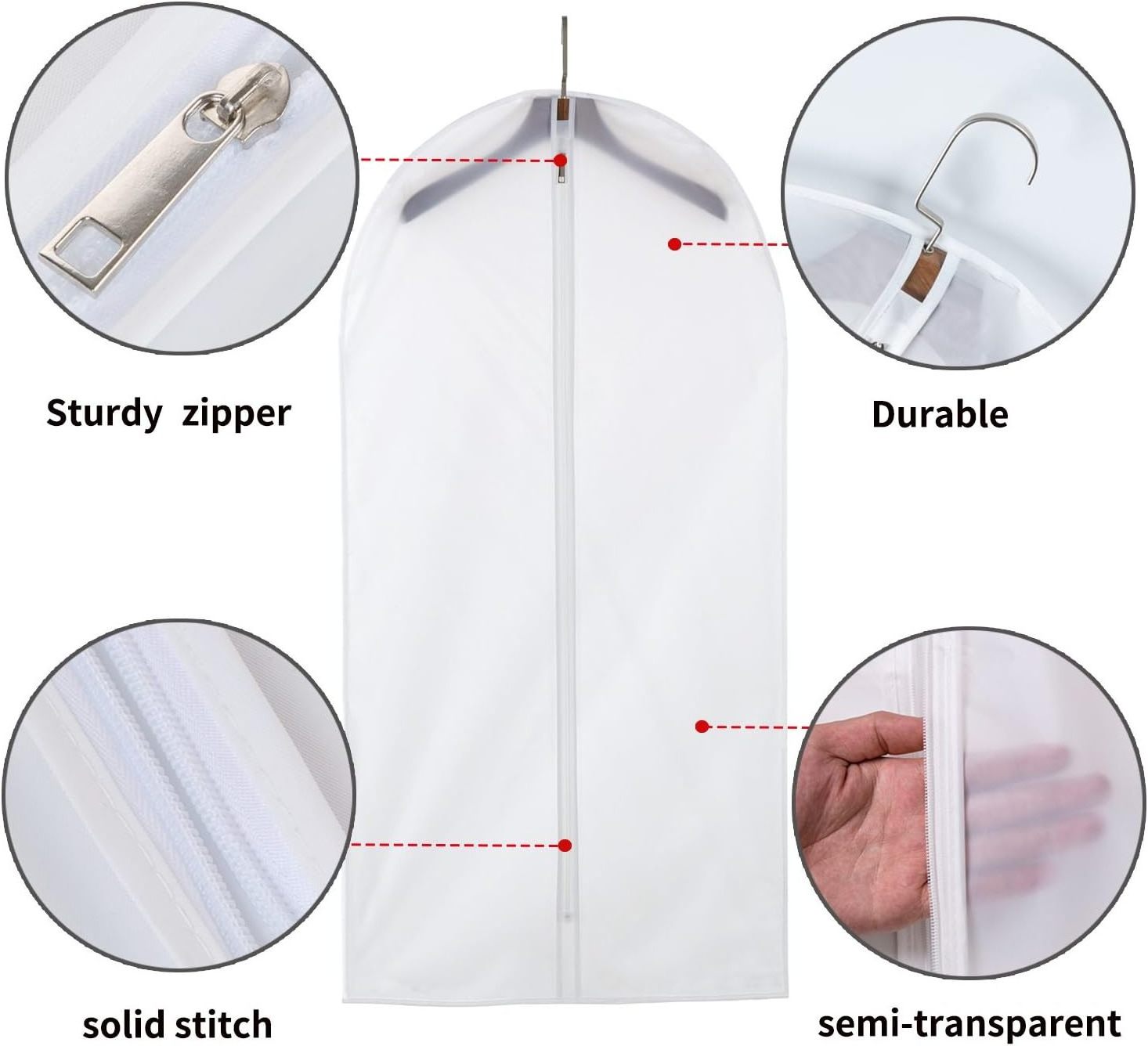 Custom Logo Clear Garment Bags Clothes Covers Protecting Dusts Plastic Garment Bags Hanging Clothes Bags with Zipper for Closet