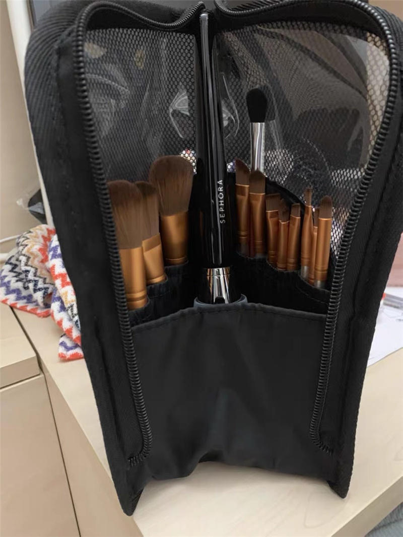 Makeup Brush Organizer Bag Travel Cosmetic Holder Bag Waterproof Dust-free Pencil Cup Holder Case with Zipper