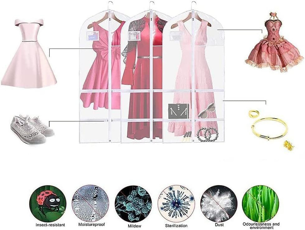 Custom Logo   Clear PVC Dance Costume Garment Bags Garment Bag for Dance Competitions with 4 Medium Clear Zipper Pockets