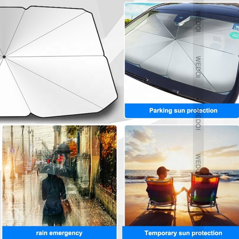 Universal Foldable Car windshield Sunshade Umbrella Blocks UV Sun Visor Cool Front Window Sun Shade Customized Titanium Silver