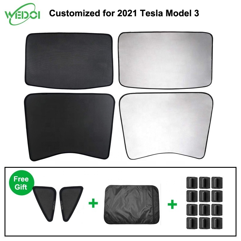 Car Sunshade Customized for Tesla Model 3 Glass Roof Sunshade 4pcs  Sunroof UV Rays Protection Window Shade