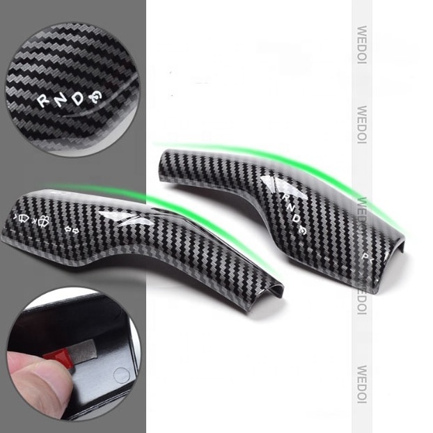 2pcs/set Steering Wheel Paddle Shift Trim Cover Fit for Tesla Model 3 Y 2021 2022 Glossy Carbon Fiber Style High Quality