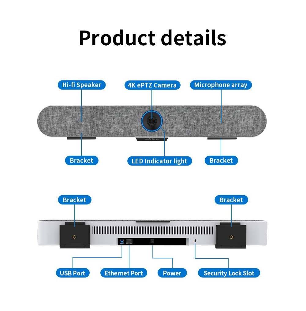 All-in-one Video Conferencing Camera With 4k ePTZ Camera and Conference Room Microphone