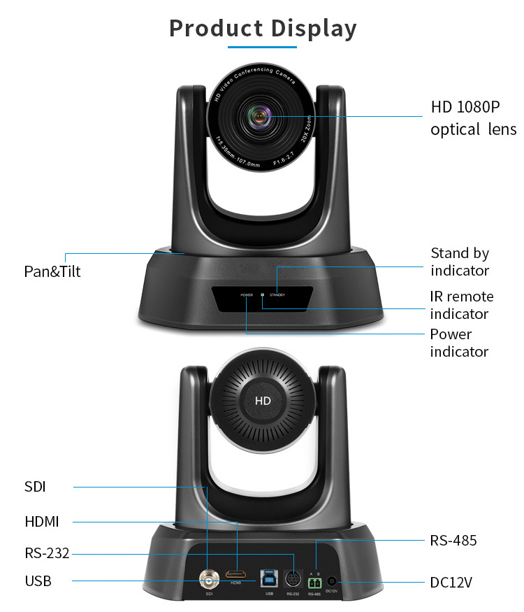 10X 20X Optical zoom video conference4k ptz video conference camera USB Live Streaming meeting room conference system