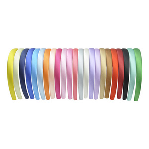 50pcs 15mm 24 Colors Satin Fabric Covered Resin Hairband Children Adult Fabric Wrapped Headband Kids Headwear Hair Accessories