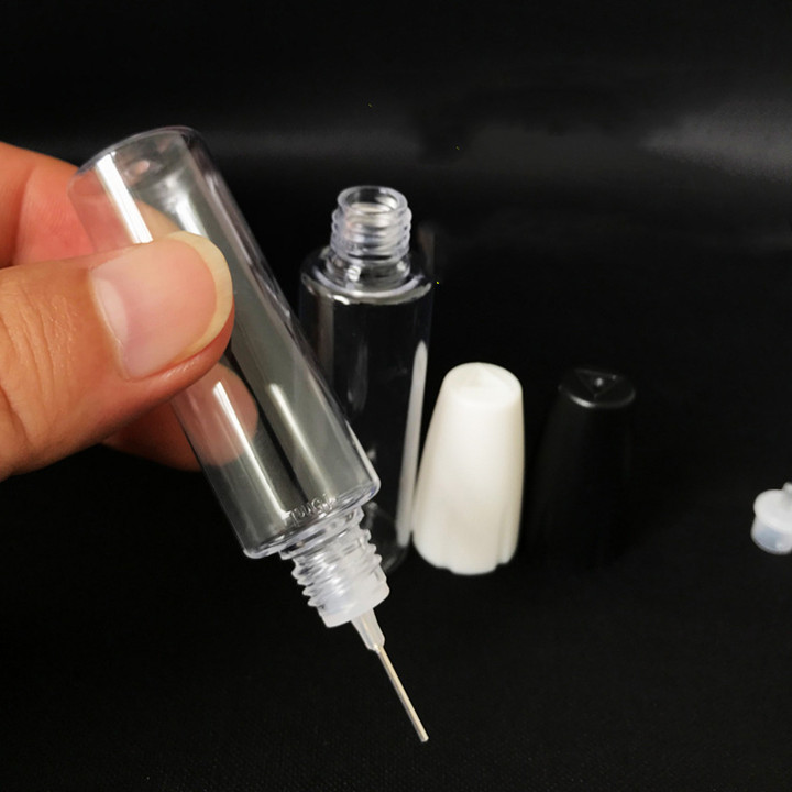 Wholesale Long thin needle tip 10ml 15ml pet plastic squeeze glue/ink bottles with black/white lid