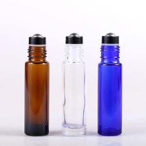 Non-leak 5ml 10ml attar bottles roll on essential oil glass roller bottle with metal ball wholesale