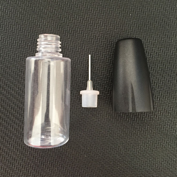 Wholesale Long thin needle tip 10ml 15ml pet plastic squeeze glue/ink bottles with black/white lid