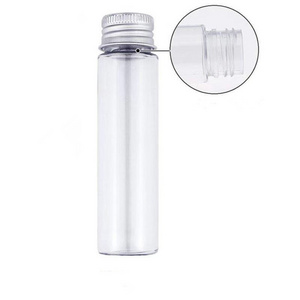 Empty PET transparent plastic candy display tube packaging with silver aluminum lid