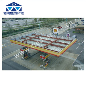 Construction Design Prefabricated Space Frame Steel Structure Gas Petrol Station