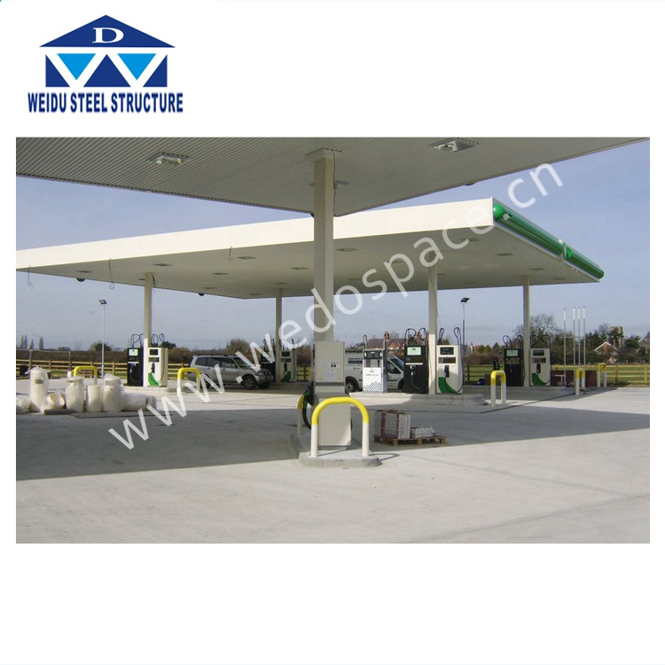 Light Steel Frame Type Steel Structure Gas Fuel Station With Canopy Design