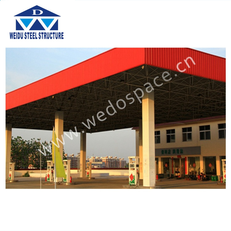 Light Steel Frame Type Steel Structure Gas Fuel Station With Canopy Design