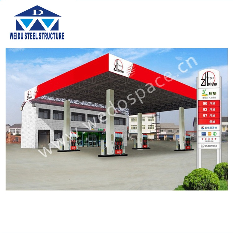 Construction Design Prefabricated Space Frame Steel Structure Gas Petrol Station