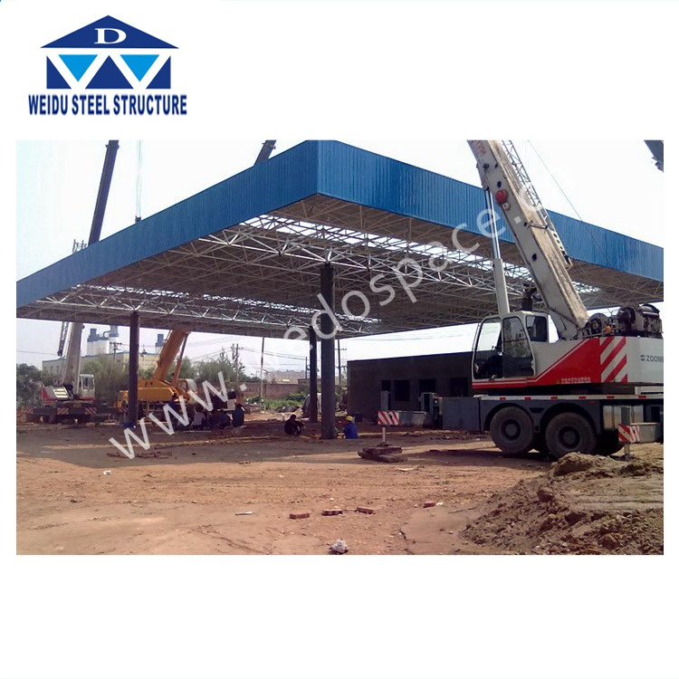 Construction Design Prefabricated Space Frame Steel Structure Gas Petrol Station