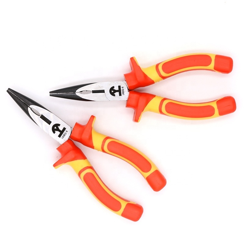 WEDO insulated tools vde 1000v crv injection 6'' 8'' insulated long parrot nose snipe needle nose plier