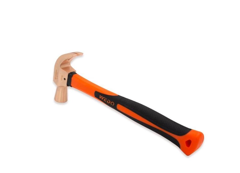 WEDO manufacturer hand tools Atex BAM one piece forged aluminium bronze non-sparking and non-magnetic forging claw hammer