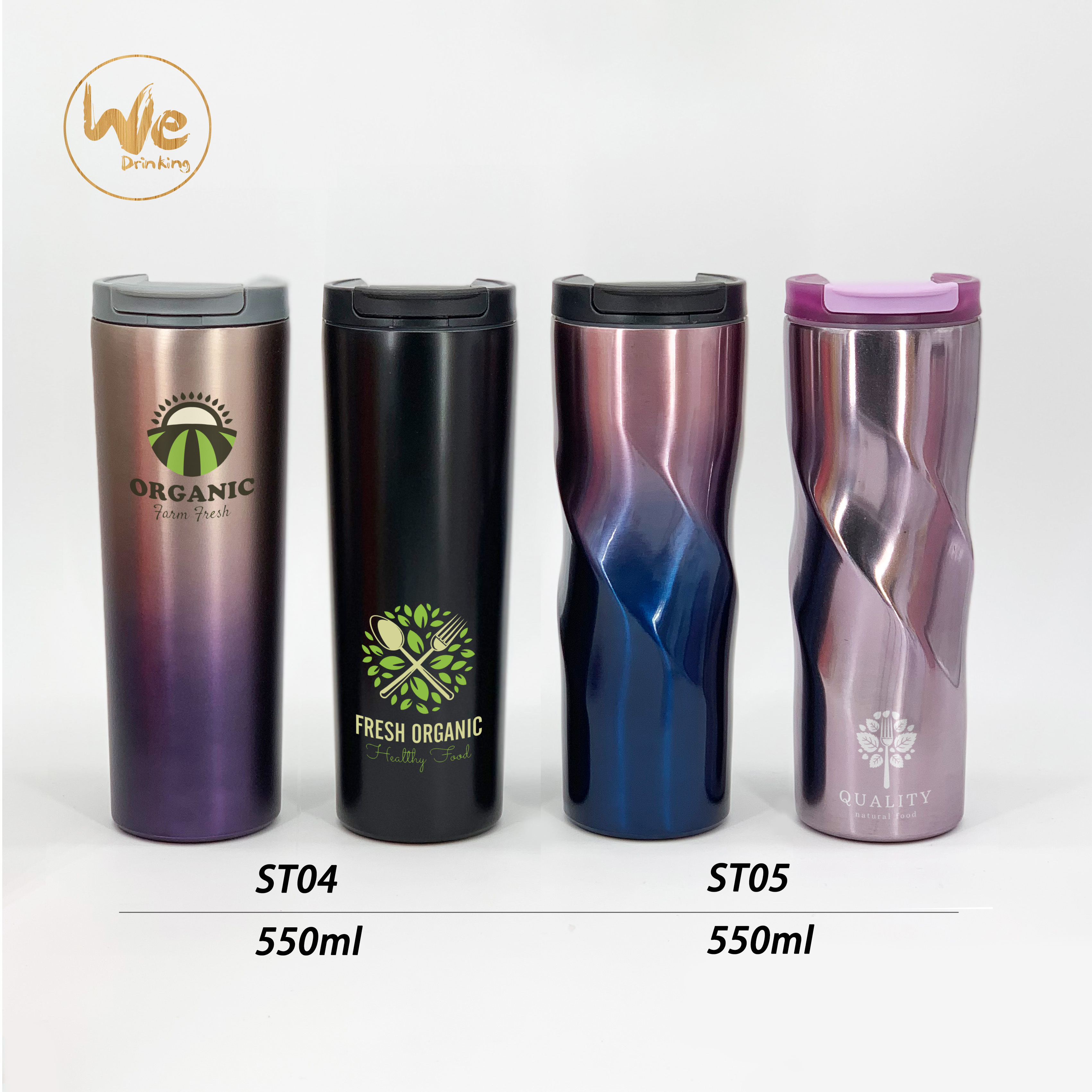 ST  Double Wall Stainless Steel Insulated Travel Coffee Mug with Leak Proof Slider Lid and Straw for  Coffee and Water