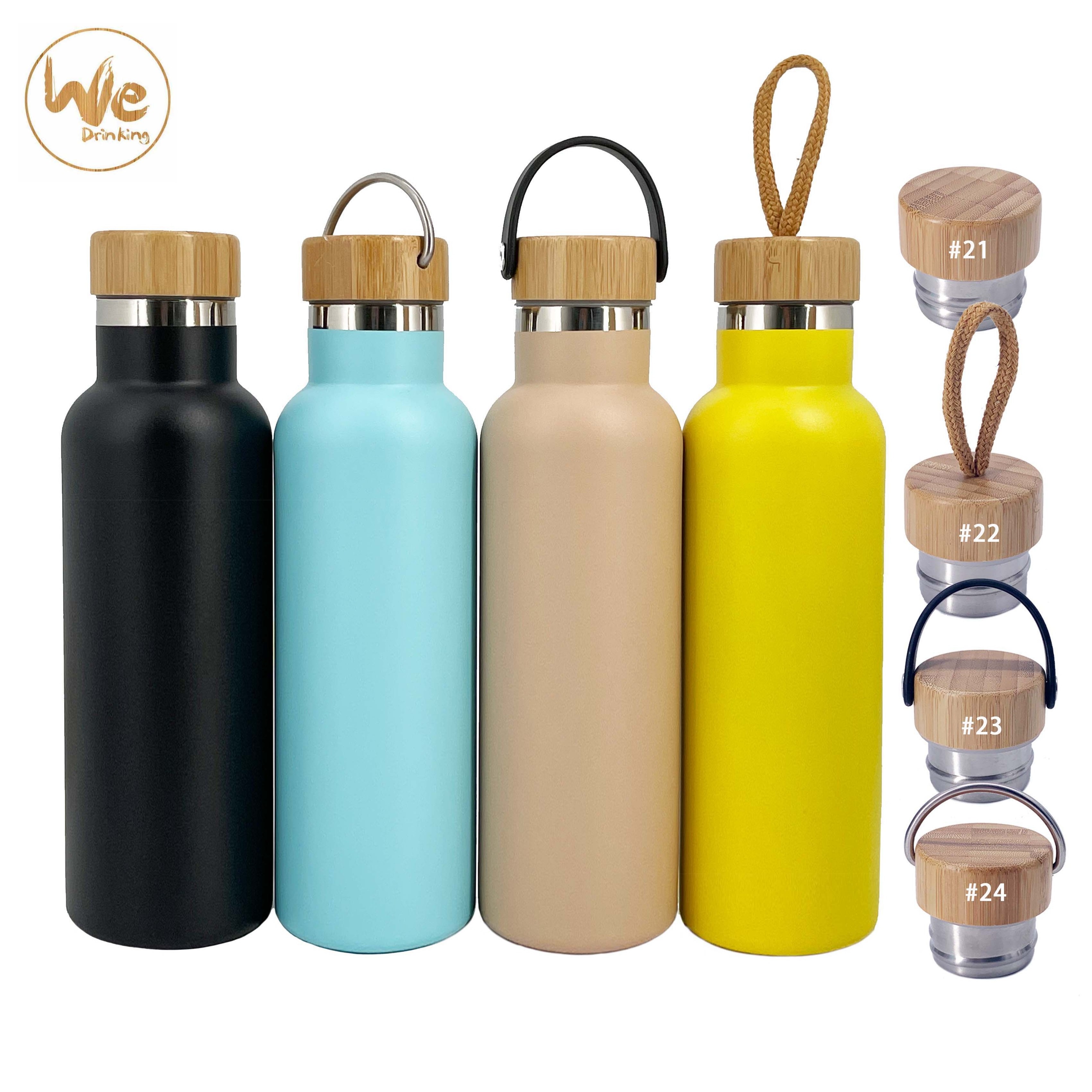 SS01 600ml 21oz Stainless Steel Insulated Stainless Steel Water Bottle with Bamboo Lid and Sport Lid