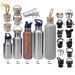 SS01 600ml 21oz Stainless Steel Insulated Stainless Steel Water Bottle with Bamboo Lid and Sport Lid