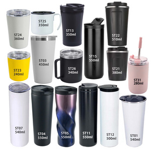 ST  Double Wall Stainless Steel Insulated Travel Coffee Mug with Leak Proof Slider Lid and Straw for  Coffee and Water