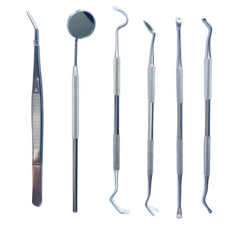 Disposable independent sterilization packaging stainless steel teeth exam cleaning dental tools mirror needle probe