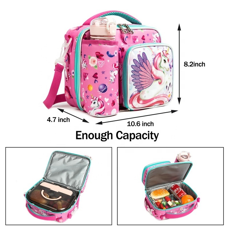 Wholesale Cooler Bag Insulated Lunch for Toddler School Bag Set China with Lunch Bag Girls Food Cartoon Kids Insulated Lunch Box