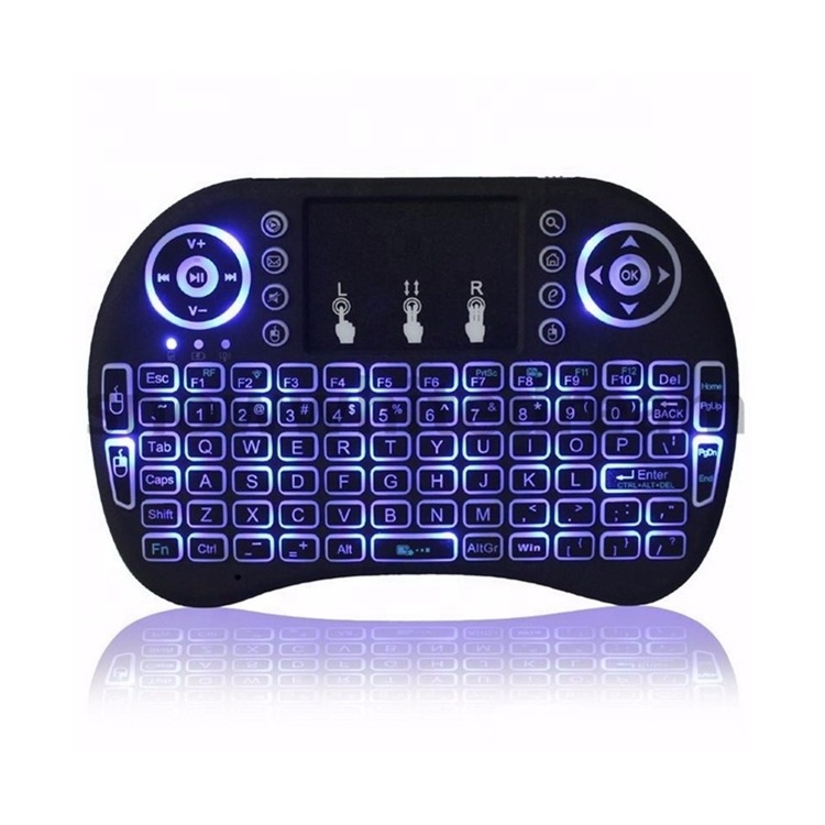 7 Colors I8 backlit mini keyboard rechargeable smart remote wireless air mouse Arabic Russian keyboard for Android TV box using