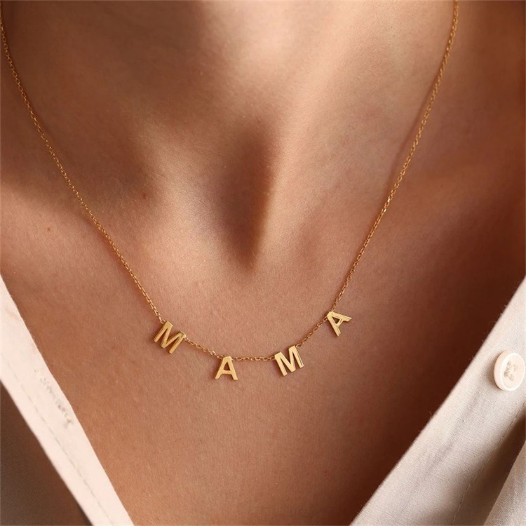 316L Stainless Steel 14K Gold Custom Jewelry DIY Valentine's Day Gift Fashion Simplistic Wholesale Name Necklace Personalised