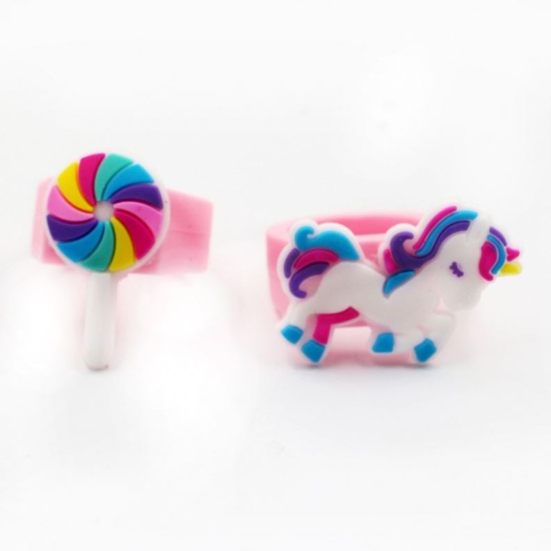 Baby Kindergarten Promotional Gifts Pony Children Finger Toy Silicone Rings Soft PVC Cartoon Unicorn Cute Kids Ring