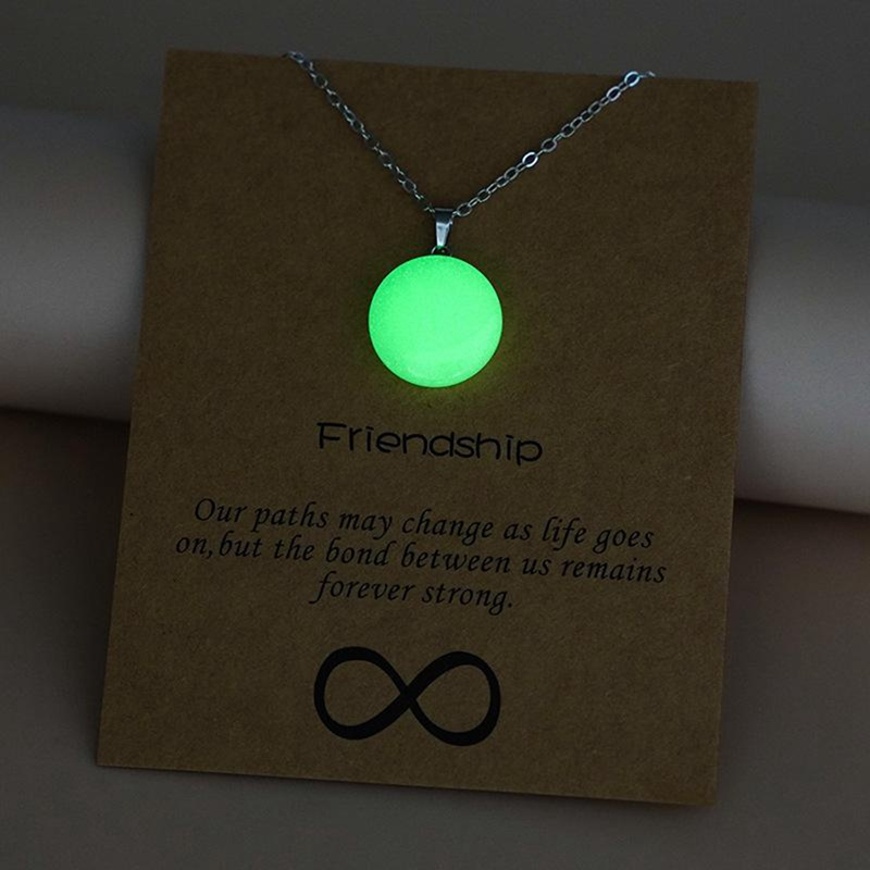 Glow in the Dark Charms Back To School Fashion Jewelry Best Friends Message Card Waterdrop Star Luminous Heart Pendant Necklace