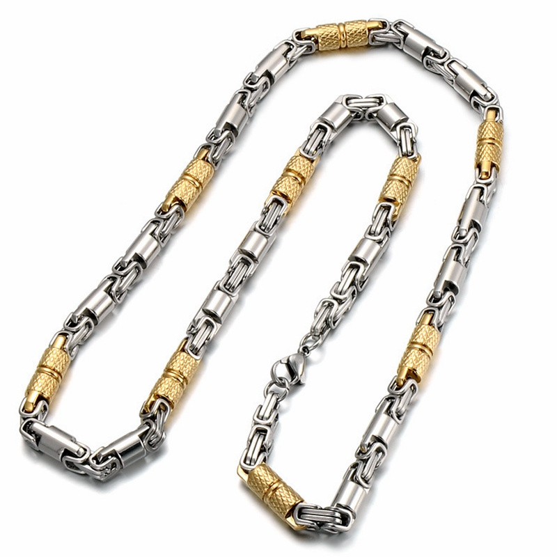 Personalized Hot Sale Stainless Steel Byzantine Necklace Jewelry Fashion Link Chain Men Necklace